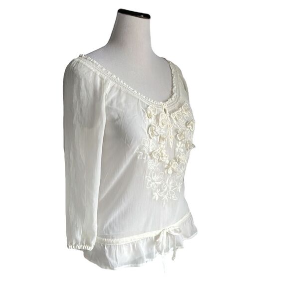 HOLLISTER NWT Women’s Betty’s Sheer Ivory embroidered Boho Blouse Size L - Picture 5 of 13